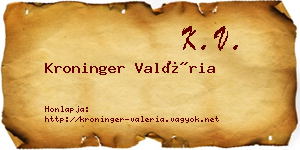 Kroninger Valéria névjegykártya